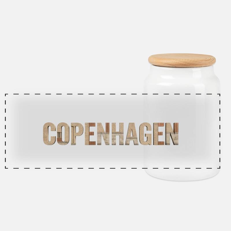 Copenhague - Boîte à biscuits avec couvercle en bois - blanc