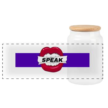 Speak - Panoramic Cookie Jar with Wooden Lid - white - Front