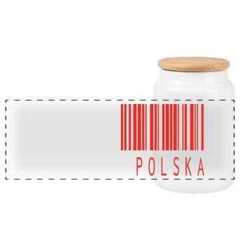 MADE IN POLSKA BARCODE - Panoramic Cookie Jar with Wooden Lid - white - Front