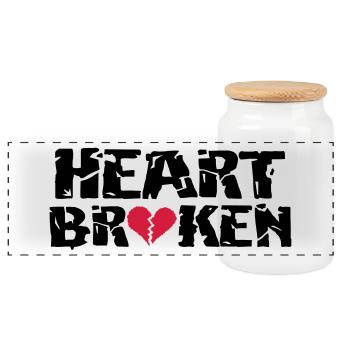 Heart <3Broken - Panoramic Cookie Jar with Wooden Lid - white - Front