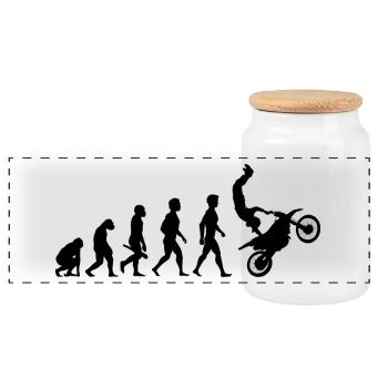motorrad moped motorcycle motorbike evolution13 - Panorama Keksdose mit Holzdeckel - Weiß - Vorne