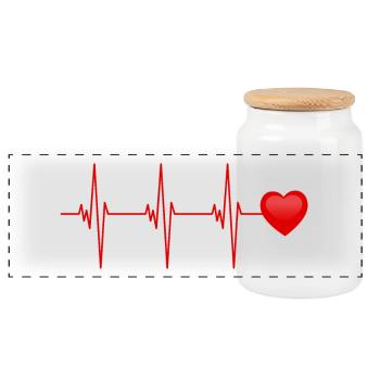 Rythme cardiaque v1 rouge - Boîte à biscuits avec couvercle en bois - blanc - Devant