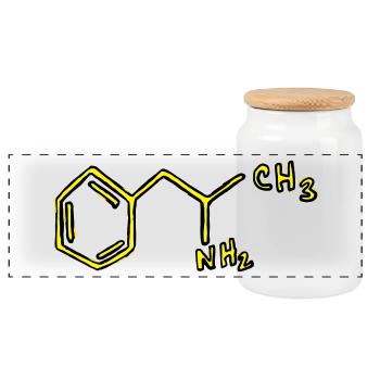 Amphetamin Strukturformel Chemie - Panorama Keksdose mit Holzdeckel - Weiß - Vorne