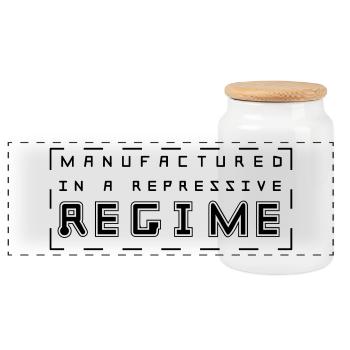 Manufactured is a repressive regime - Panoramic Cookie Jar with Wooden Lid - white - Front