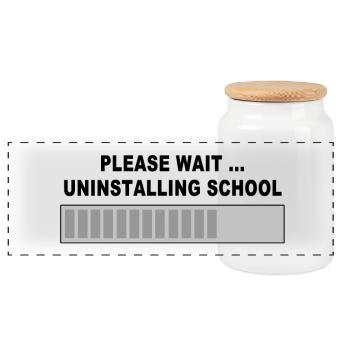 School Graduation Funny Gift - Panoramic Cookie Jar with Wooden Lid - white - Front
