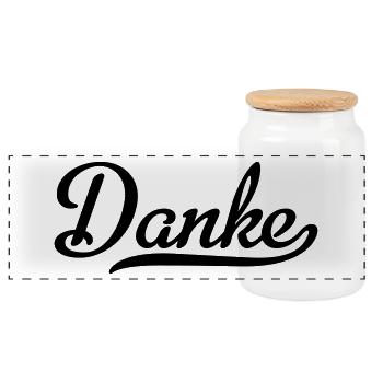 danke - Panorama Keksdose mit Holzdeckel - Weiß - Vorne