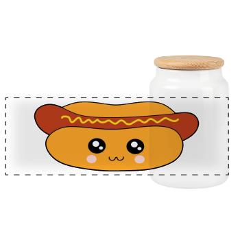 Hot dog Wurst - Panorama Keksdose mit Holzdeckel - Weiß - Vorne