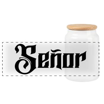 Señor Engagement Groom To Be Wedding Party - Panoramic Cookie Jar with Wooden Lid - white - Front