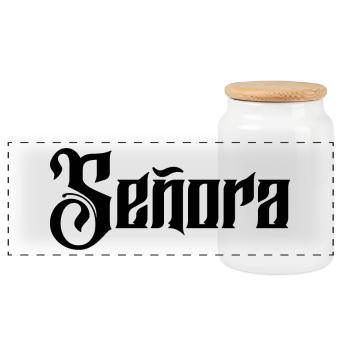 Señora Engagement Bride To Be Wedding Party - Panoramic Cookie Jar with Wooden Lid - white - Front