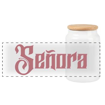 Señora Engagement Bride To Be Wedding Party - Panoramic Cookie Jar with Wooden Lid - white - Front