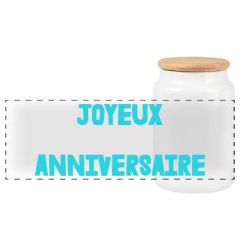 ANNIVERSAIRE. HAPPY BIRTHDAY. JOYEUX ANNIVERSAIRE. - Boîte à biscuits avec couvercle en bois - blanc - Devant