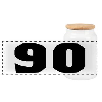 90. 90 YEARS. 90TH ANNIVERSARY. 90TH ANNIVERSARY. - Panoramic Cookie Jar with Wooden Lid - white - Front