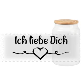 Valentinstag Geschenk Valentinstag - Panorama Keksdose mit Holzdeckel - Weiß - Vorne