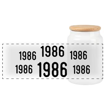 Retro 1986 Birthday 1986 Vintage Gift 1986 - Panoramic Cookie Jar with Wooden Lid - white - Front