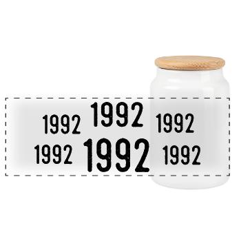 Retro 1992 Geburtstag 1992 Jahrgang Geschenk 1992 - Panorama Keksdose mit Holzdeckel - Weiß - Vorne