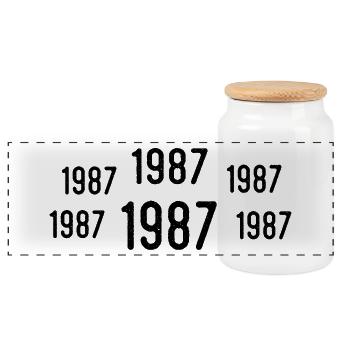 Retro 1987 Geburtstag 1987 Jahrgang Geschenk 1987 - Panorama Keksdose mit Holzdeckel - Weiß - Vorne