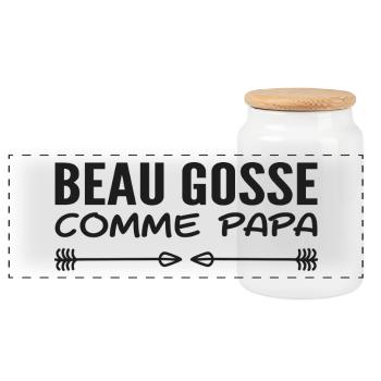 Beau gosse comme papa - Boîte à biscuits avec couvercle en bois - blanc - Devant