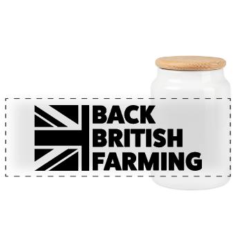 Back British Farming - Panoramic Cookie Jar with Wooden Lid - white - Front