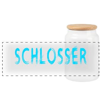 Schlosser Handwerker Design - Panorama Keksdose mit Holzdeckel - Weiß - Vorne