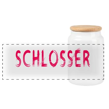 Schlosser Handwerker Design - Panorama Keksdose mit Holzdeckel - Weiß - Vorne