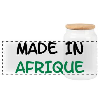 Made in AFRICA! - Panoramic Cookie Jar with Wooden Lid - white - Front