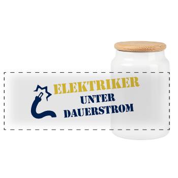 Elektriker Unter Dauerstrom - Panorama Keksdose mit Holzdeckel - Weiß - Vorne