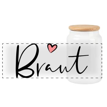 Bride heart hen party gift - Panoramic Cookie Jar with Wooden Lid - white - Front