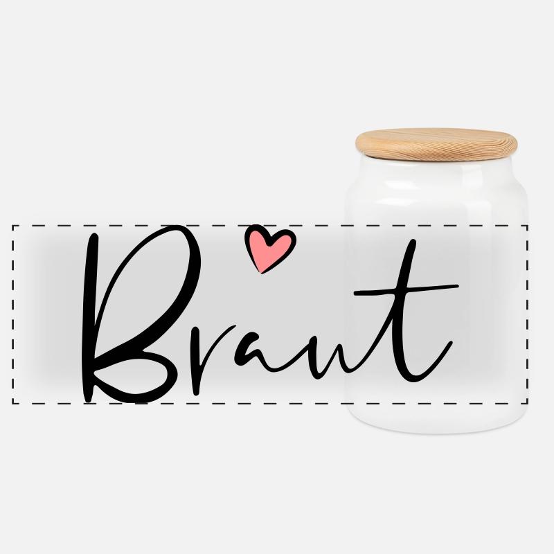 Braut Herz Junggesellinnenabschied Geschenk - Panorama Keksdose mit Holzdeckel - Weiß