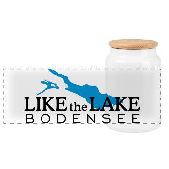 Like the Lake Bodensee - Panorama Keksdose mit Holzdeckel - Weiß - Vorne