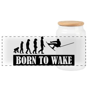 Wakeboard,Shred,Wakeboarder,Wakeboarding,Wake - Panoramic Cookie Jar with Wooden Lid - white - Front
