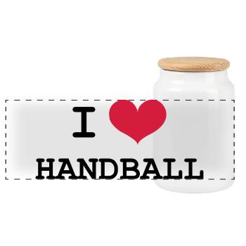 I Love Handball - Panoramic Cookie Jar with Wooden Lid - white - Front