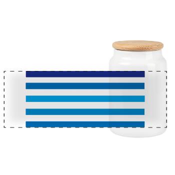 Blaue Streifen Minimal - Panorama Keksdose mit Holzdeckel - Weiß - Vorne