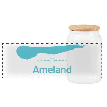 Ameland | Design Map - Panoramic Cookie Jar with Wooden Lid - white - Front