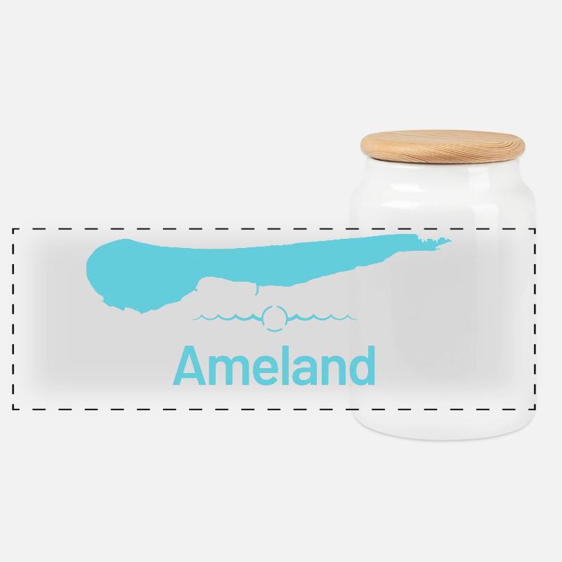 Ameland | Design-Landkarte - Panorama Keksdose mit Holzdeckel - Weiß