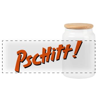 Pschitt Orange - Panorama Keksdose mit Holzdeckel - Weiß - Vorne
