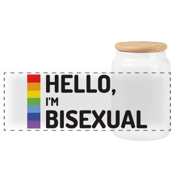 Hallo, ich bin bisexuell - Panorama Keksdose mit Holzdeckel - Weiß - Vorne