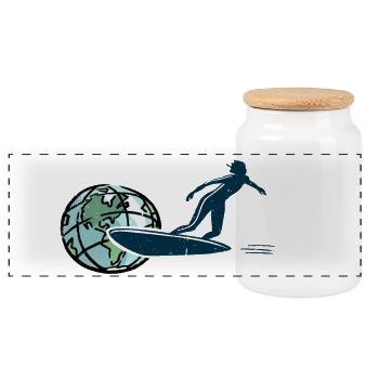 SURF over the World - Panorama Keksdose mit Holzdeckel - Weiß - Vorne