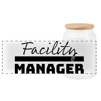 Tshirt Facility Manager schwarz - Panorama Keksdose mit Holzdeckel - Weiß - Vorne