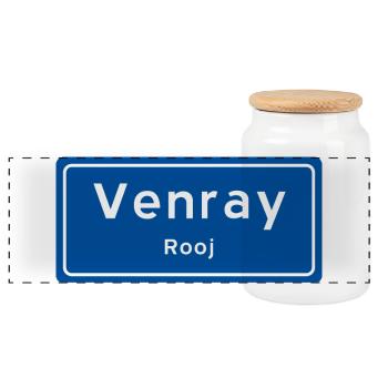 Ortsschild von Venray - Panorama Keksdose mit Holzdeckel - Weiß - Vorne