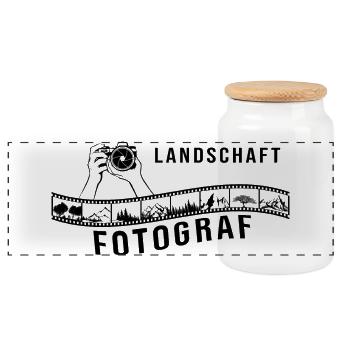 Landschaftsfotograf - Panorama Keksdose mit Holzdeckel - Weiß - Vorne