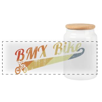 Vélo BMX vintage - Boîte à biscuits avec couvercle en bois - blanc - Devant