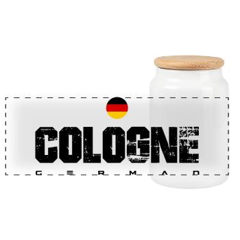 German Flag Crest Circle - Panoramic Cookie Jar with Wooden Lid - white - Front