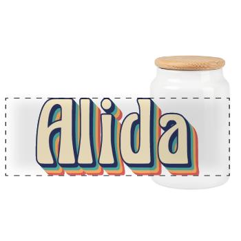 Alida t-shirt rétro vintage t-shirt idée cadeau - Boîte à biscuits avec couvercle en bois - blanc - Devant