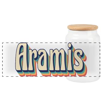 Vintage Retro Aramis T-Shirt T-Shirt Gift Idea - Panoramic Cookie Jar with Wooden Lid - white - Front