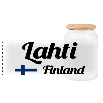 Lahti Finnland - Stylische Drucke - Panorama Keksdose mit Holzdeckel - Weiß - Vorne