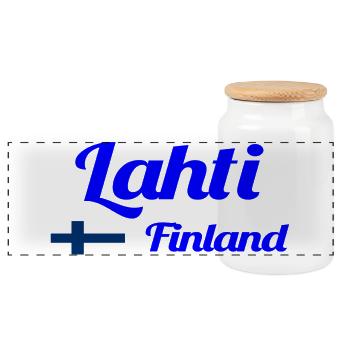 Lahti, Finlande - Imprimés élégants - Boîte à biscuits avec couvercle en bois - blanc - Devant