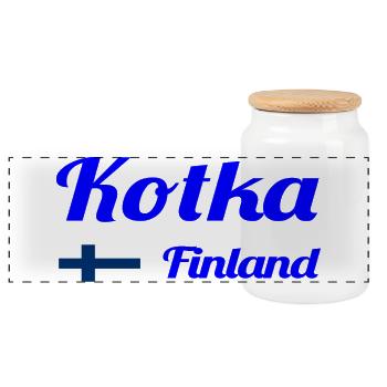 Kotka Finland- Stylish prints - Panoramic Cookie Jar with Wooden Lid - white - Front