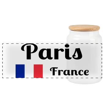 Paris, France- Imprimés élégants - Boîte à biscuits avec couvercle en bois - blanc - Devant