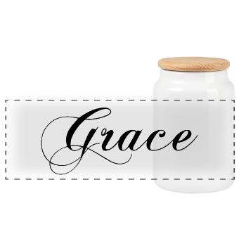 Grace, mugs and bags with personalized name - Panoramic Cookie Jar with Wooden Lid - white - Front