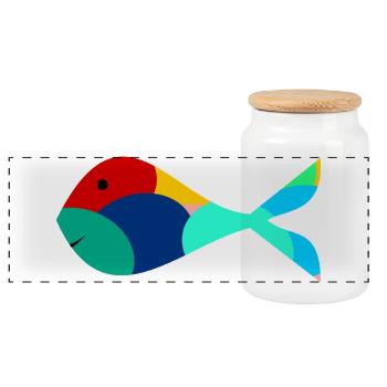FISH. SARDINE. APRIL FOOL. SEA. OCEAN - Panoramic Cookie Jar with Wooden Lid - white - Front